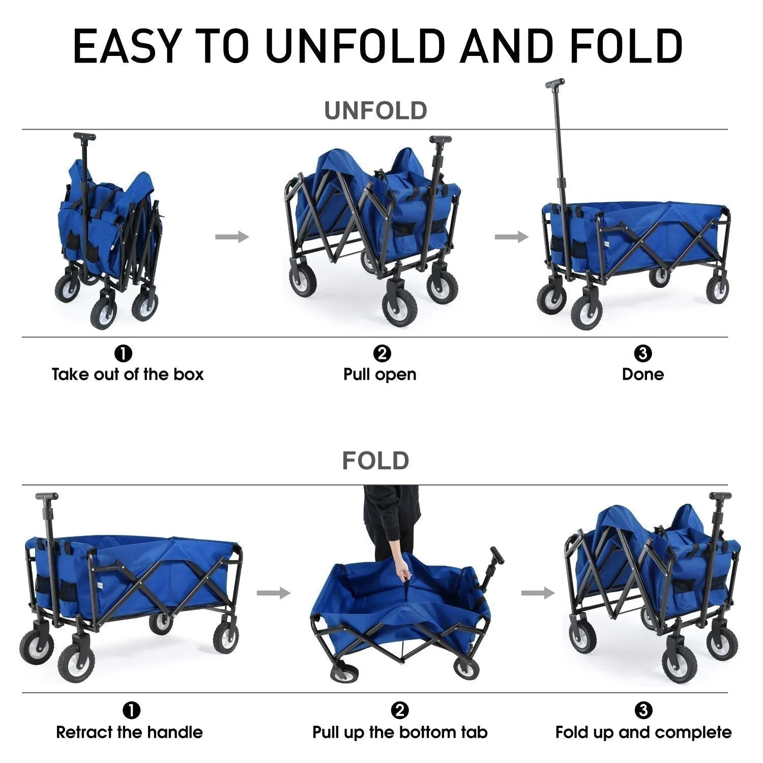 ABCCANOPY Folding Collapsible Utility Wagon Cart Outdoor Garden Shopping Camping Cart