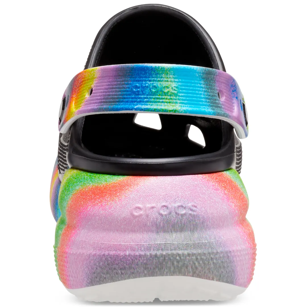 Adult sized Crocs Classic Crush Spray Dye Clog W Black/Multi