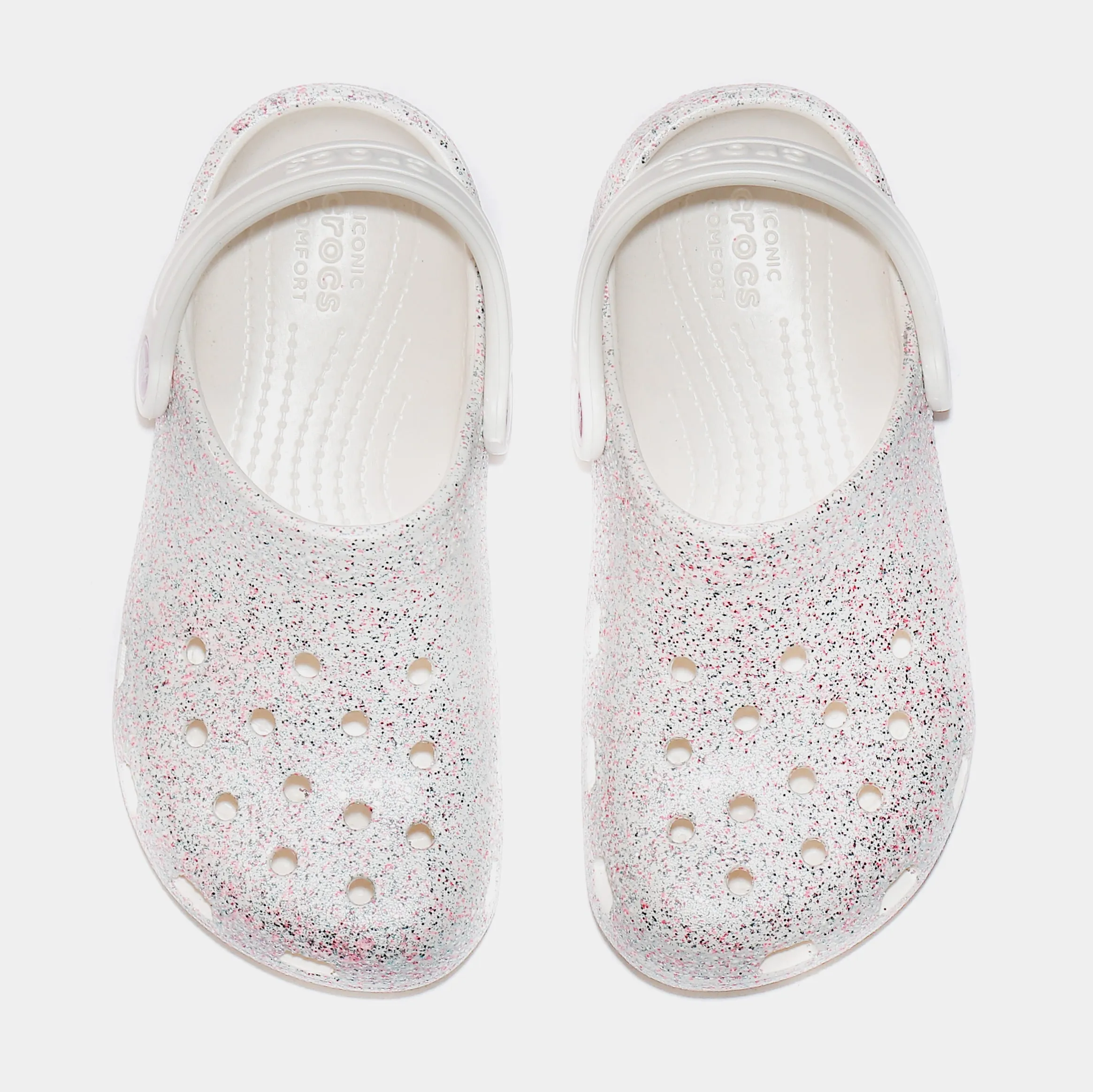 Classic Glitter Clog Infant Toddler Sandals (White)