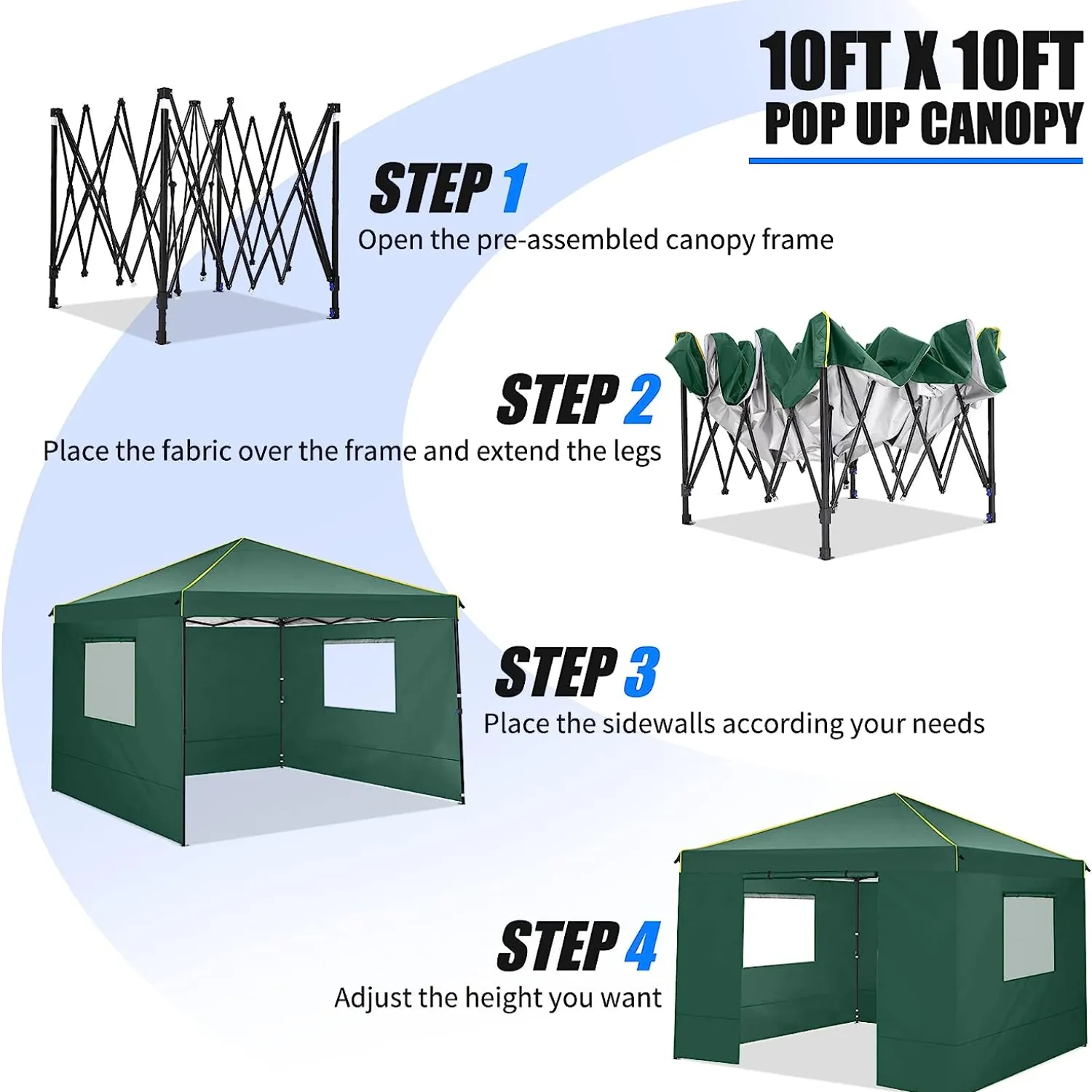 COBIZI 10x10 Pop-Up Outdoor Waterproof  Canopy with 4 Removable Sidewall and Mesh Windows