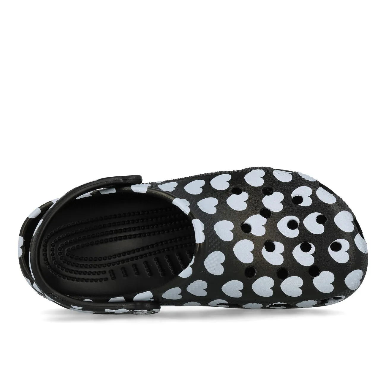 Crocs Classic Heart Print Clog Black White