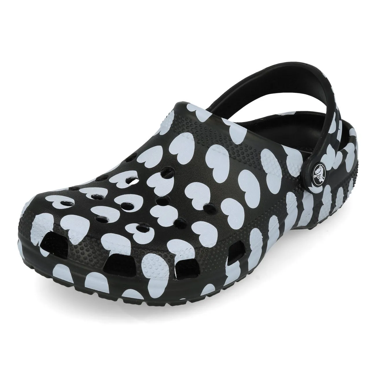 Crocs Classic Heart Print Clog Black White