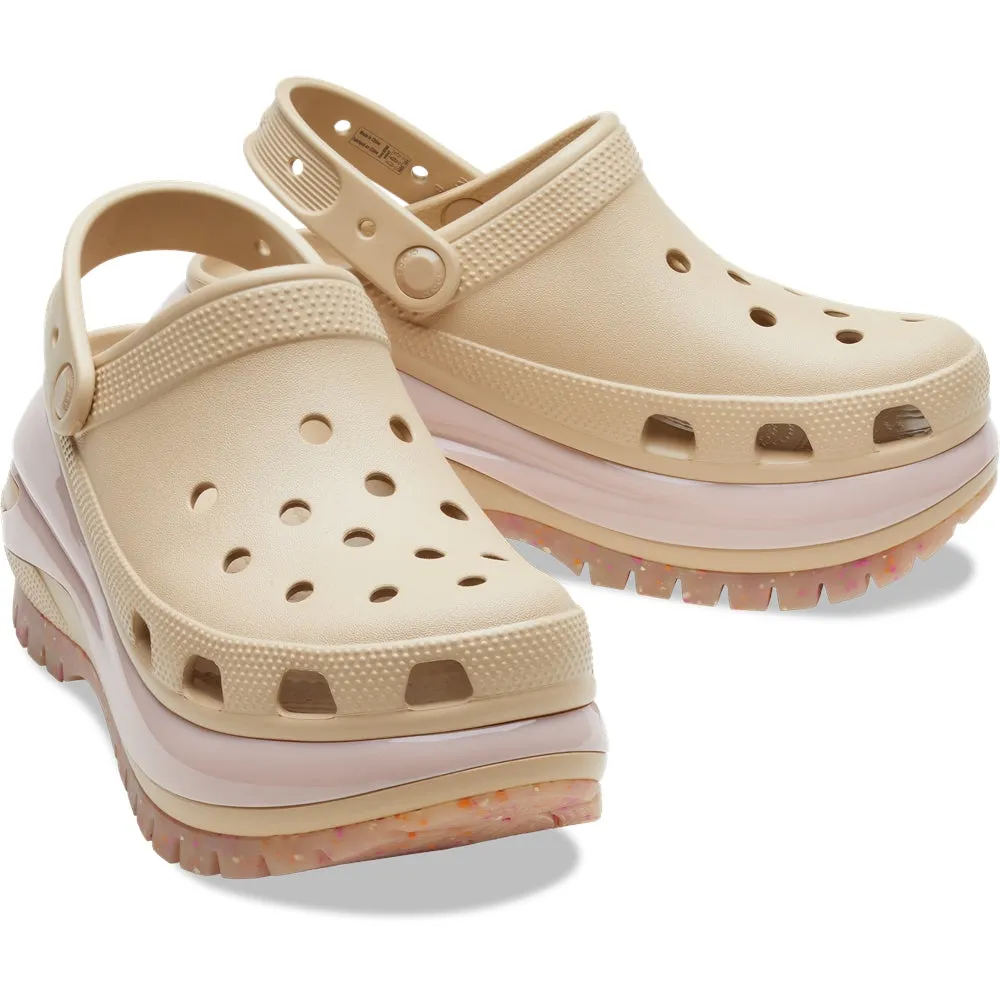 Crocs Mujer Classic Mega Crush Clog Zuecos Beige