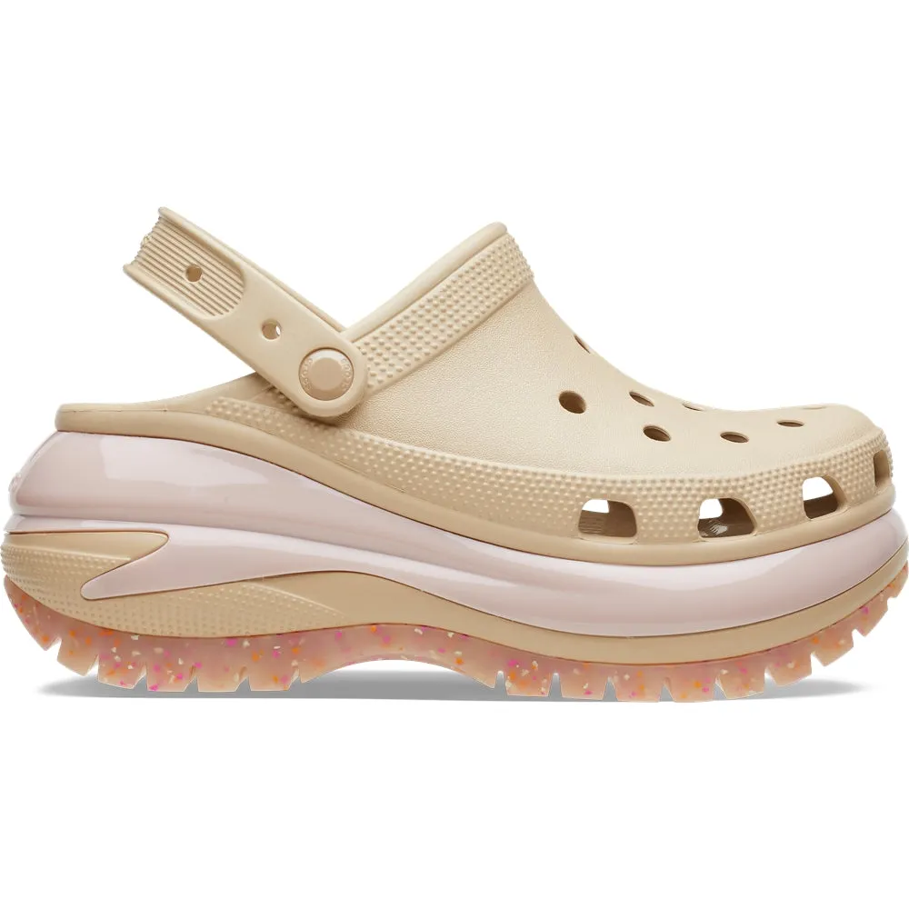 Crocs Mujer Classic Mega Crush Clog Zuecos Beige