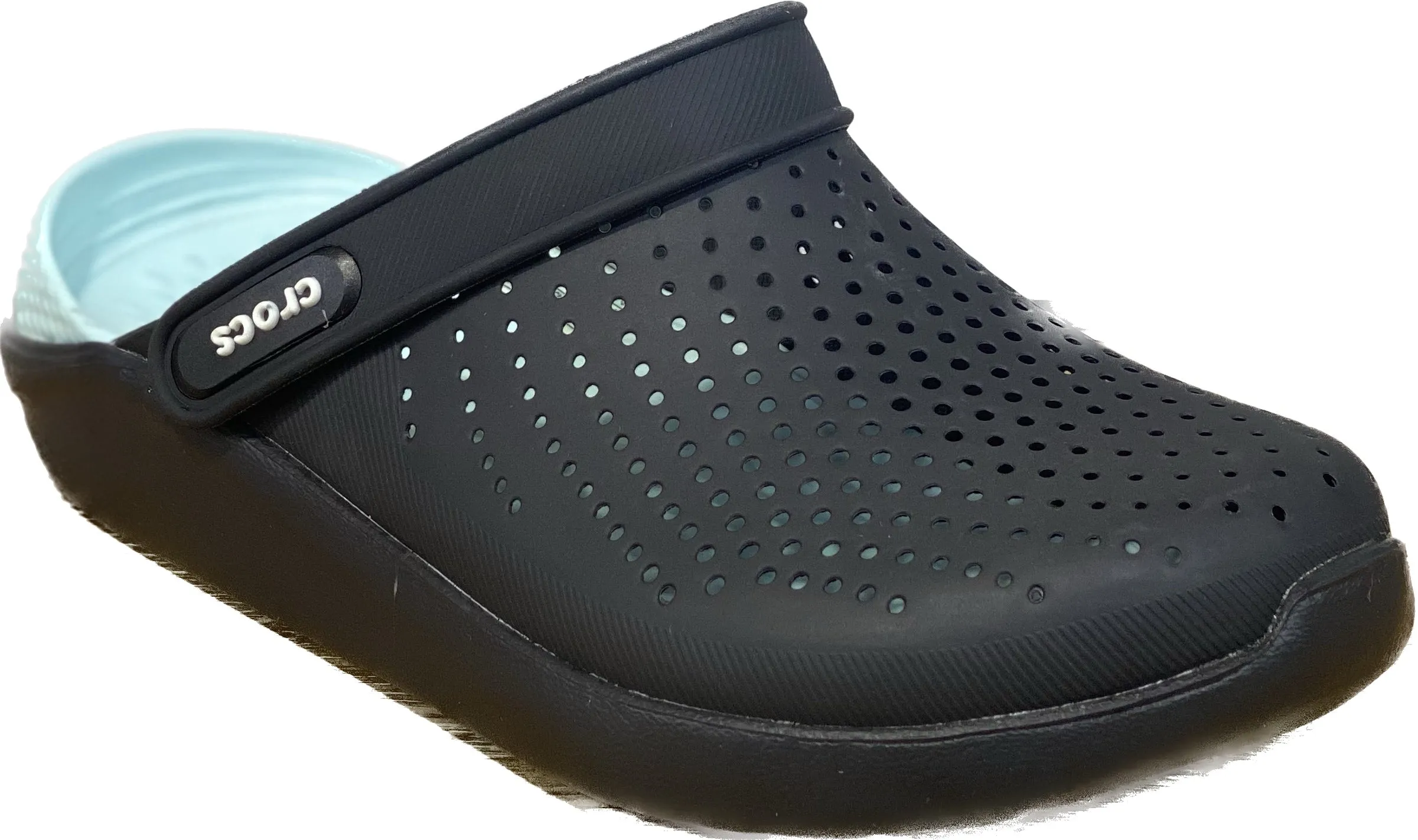 crocs noir et bleu ciel