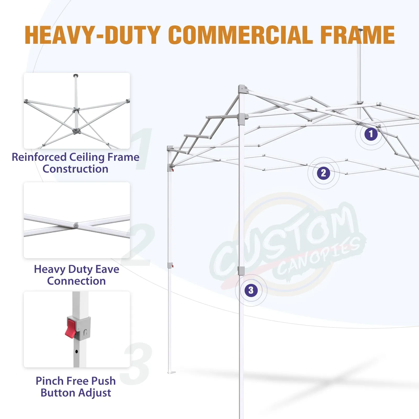 EAGLE PEAK CP100 Steel Square Leg Heavy Duty Commercial Custom Printed Canopy Tent 10x10 - CLICK TO CONFIGURE - Package Prices Start at $569.99