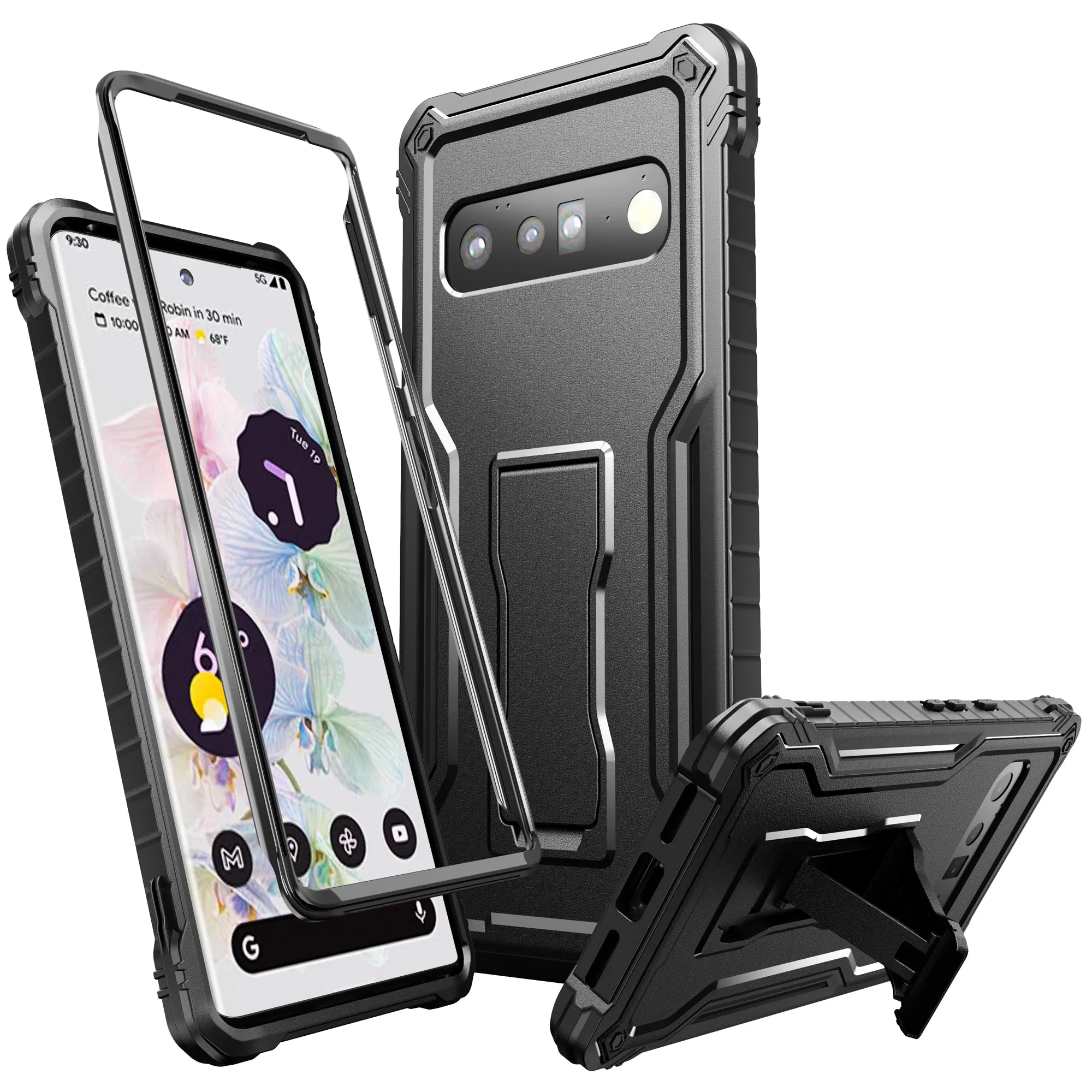 FITO for Google Pixel 6 Pro Case, Dual Layer Shockproof Heavy Duty Case Built in Kickstand, No Screen Protector