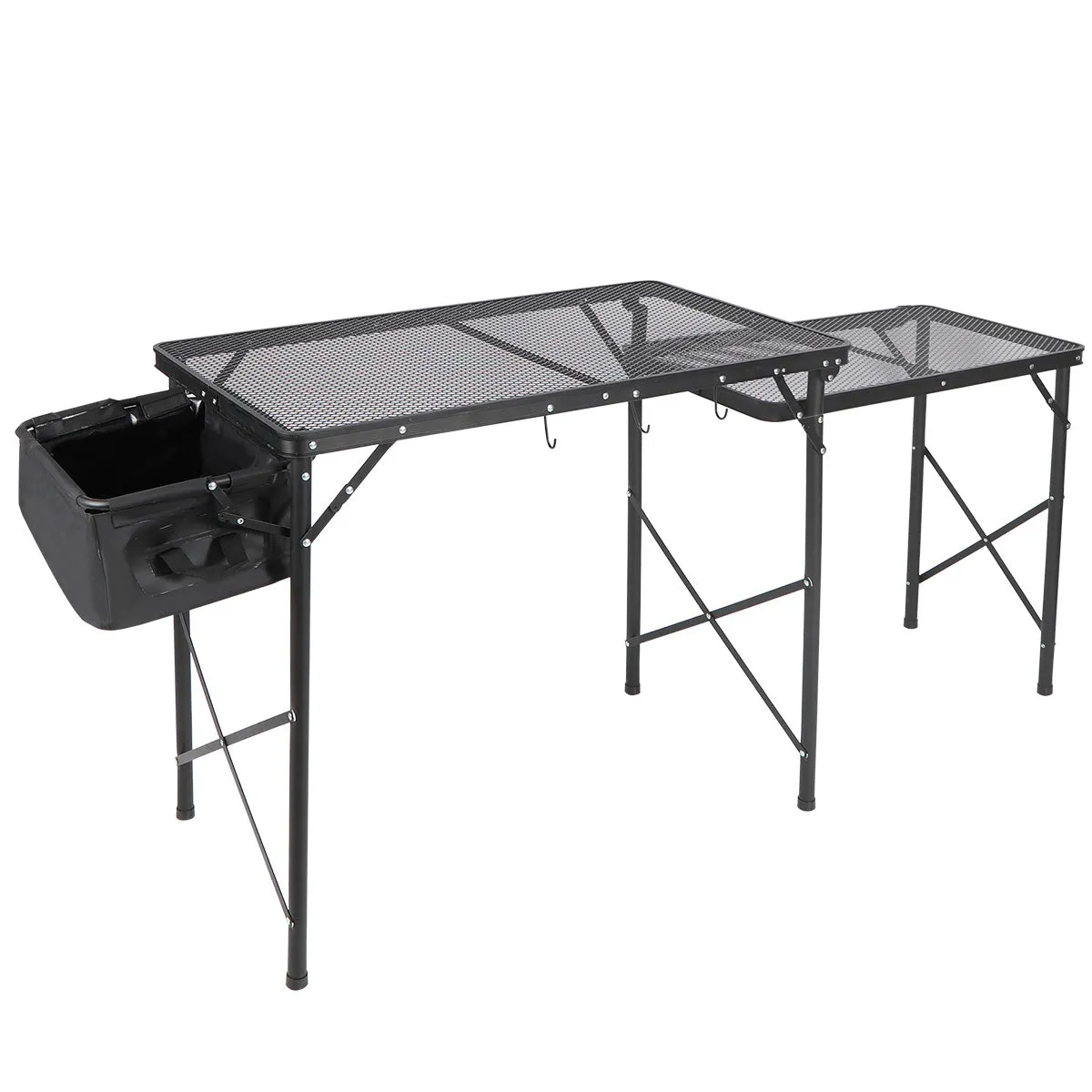 Folding Grill Table for Outside with Adjustable Height Legs