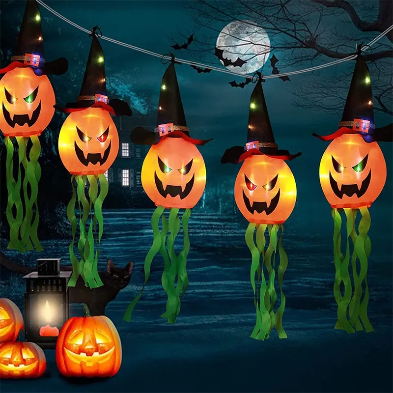 Halloween Decoration Pumpkin String Light Wizard Hat LED Light Scary Atmosphere Indoor Outdoor Home Party Decoration