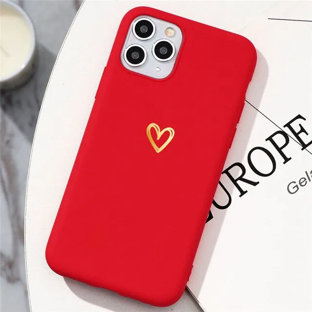 Love Heart Matte Phone Case For Huawei Phones