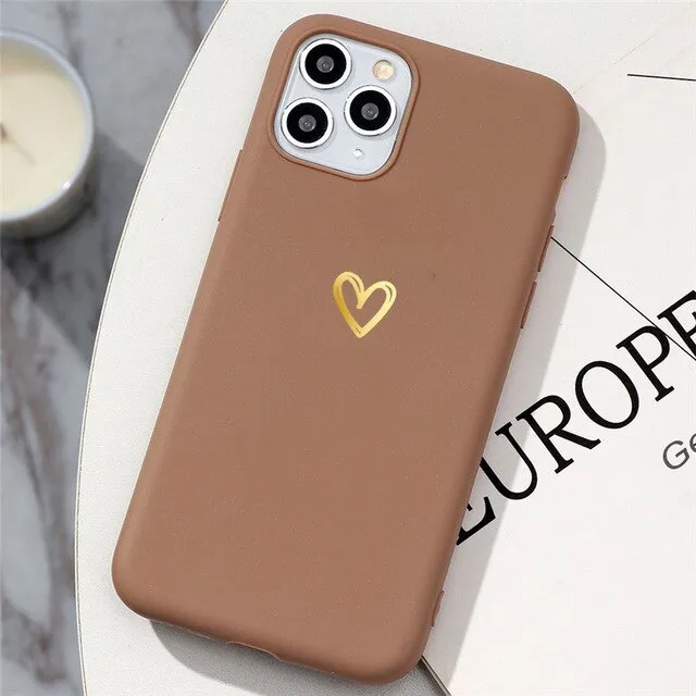 Love Heart Matte Phone Case For Huawei Phones