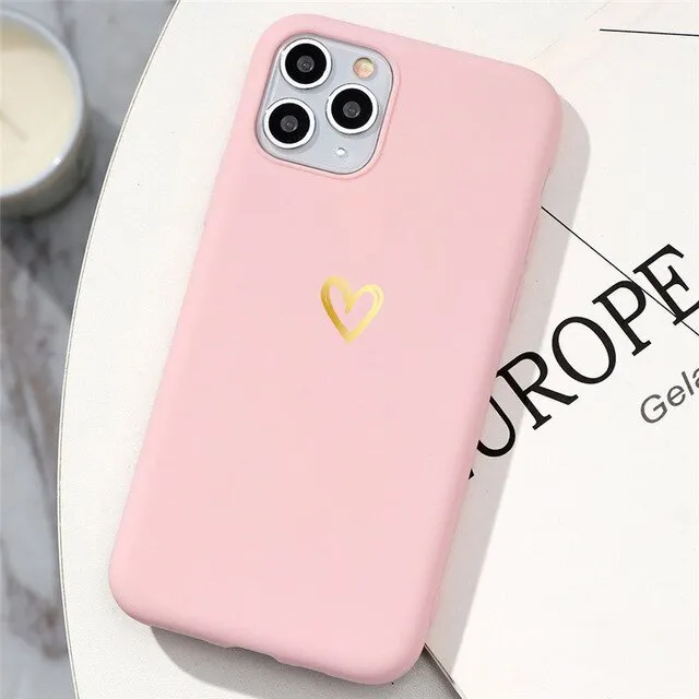 Love Heart Matte Phone Case For Huawei Phones