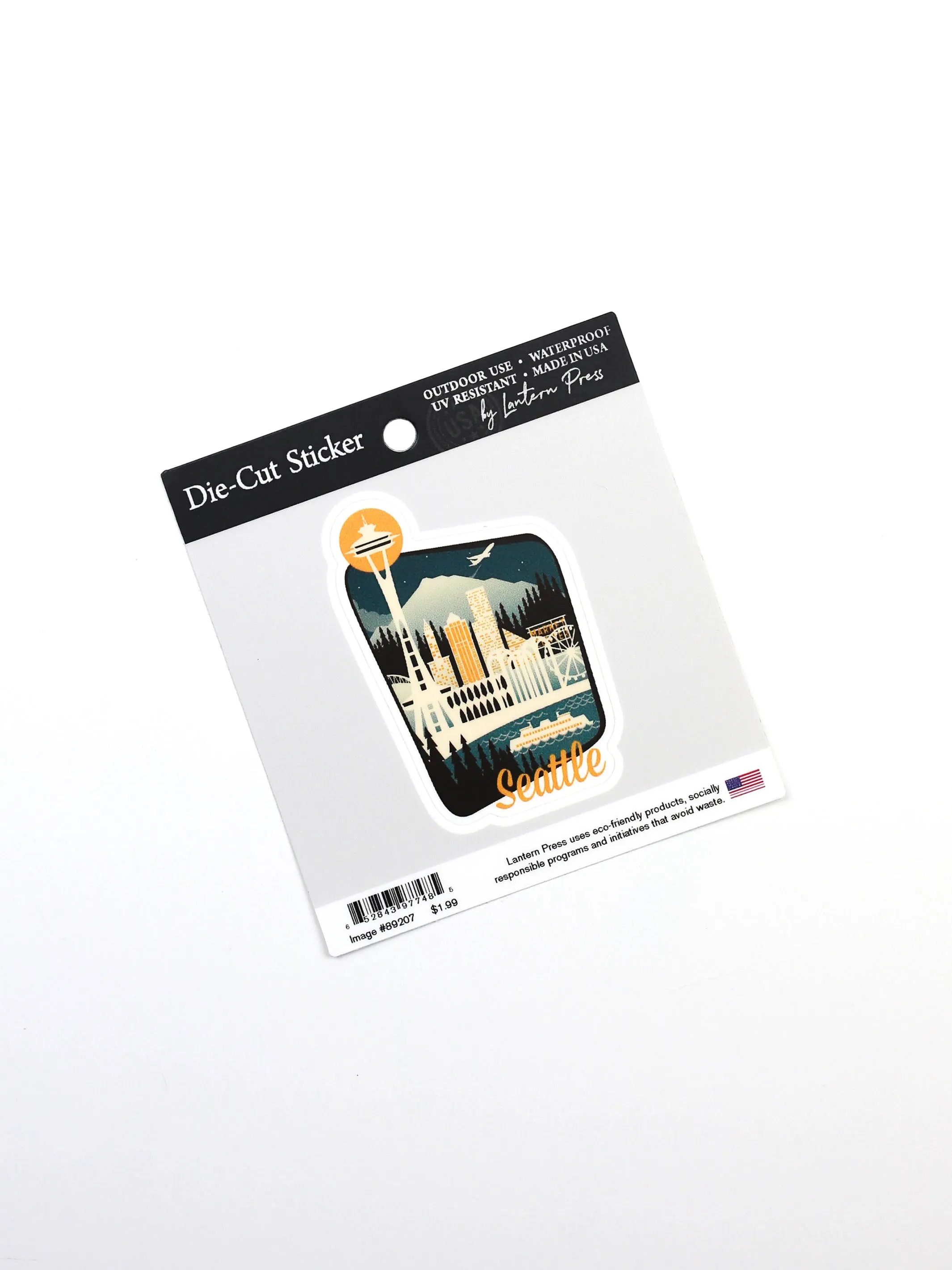 Seattle Retro Skyline, Lantern Press Sticker