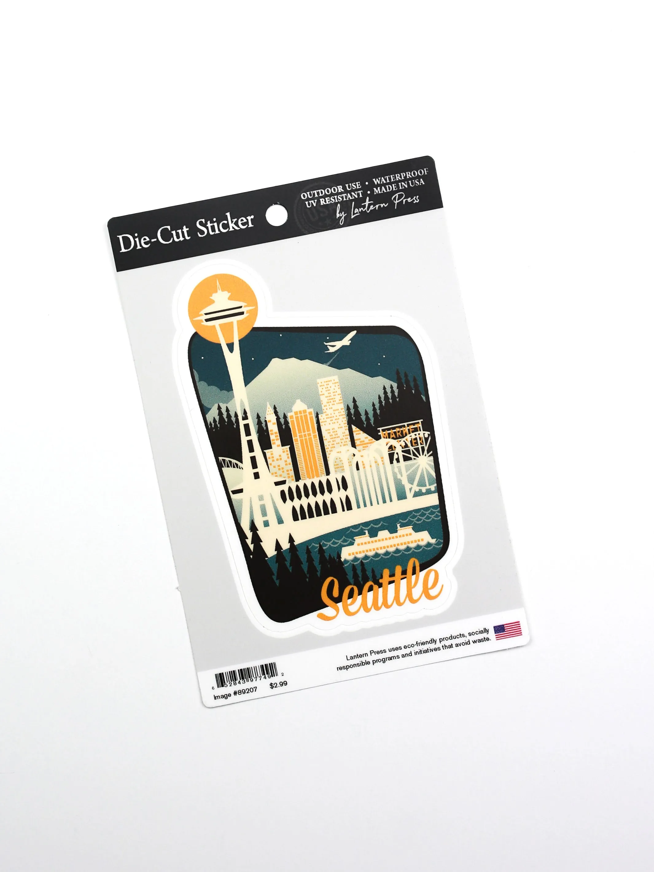 Seattle Retro Skyline, Lantern Press Sticker