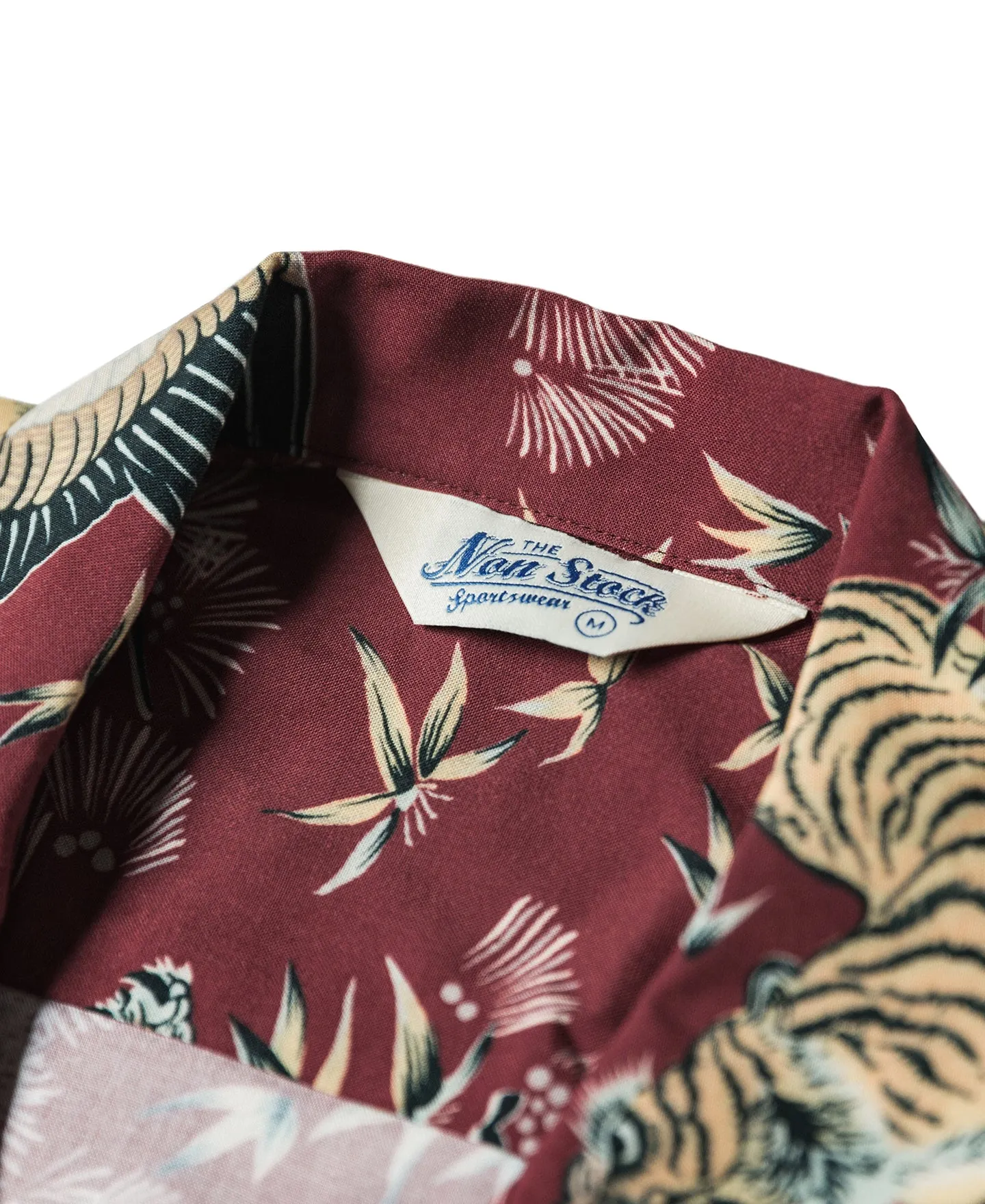 Ukiyo-e Tiger & Crane Pattern Aloha Shirt - Wine Red