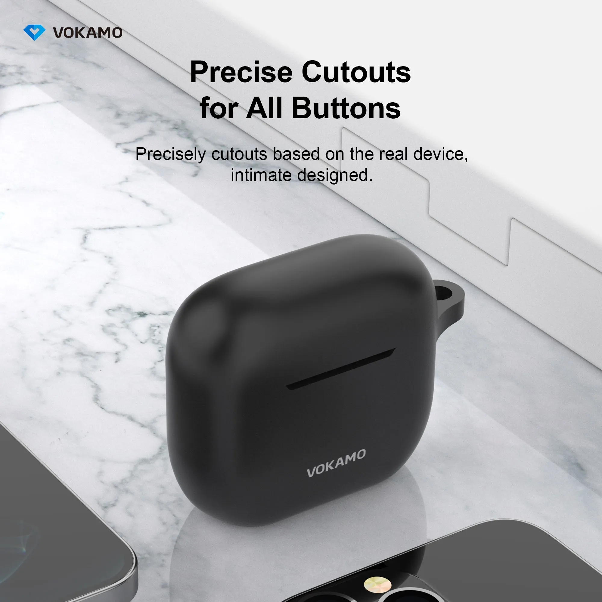 VOKAMO AirPods 3 Case Cover, Silicone AirPods Case with Keychain Compatible with Apple AirPod 3rd Generation 2021