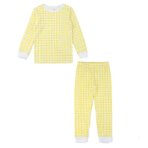 Yellow Check Pjs boys & girls