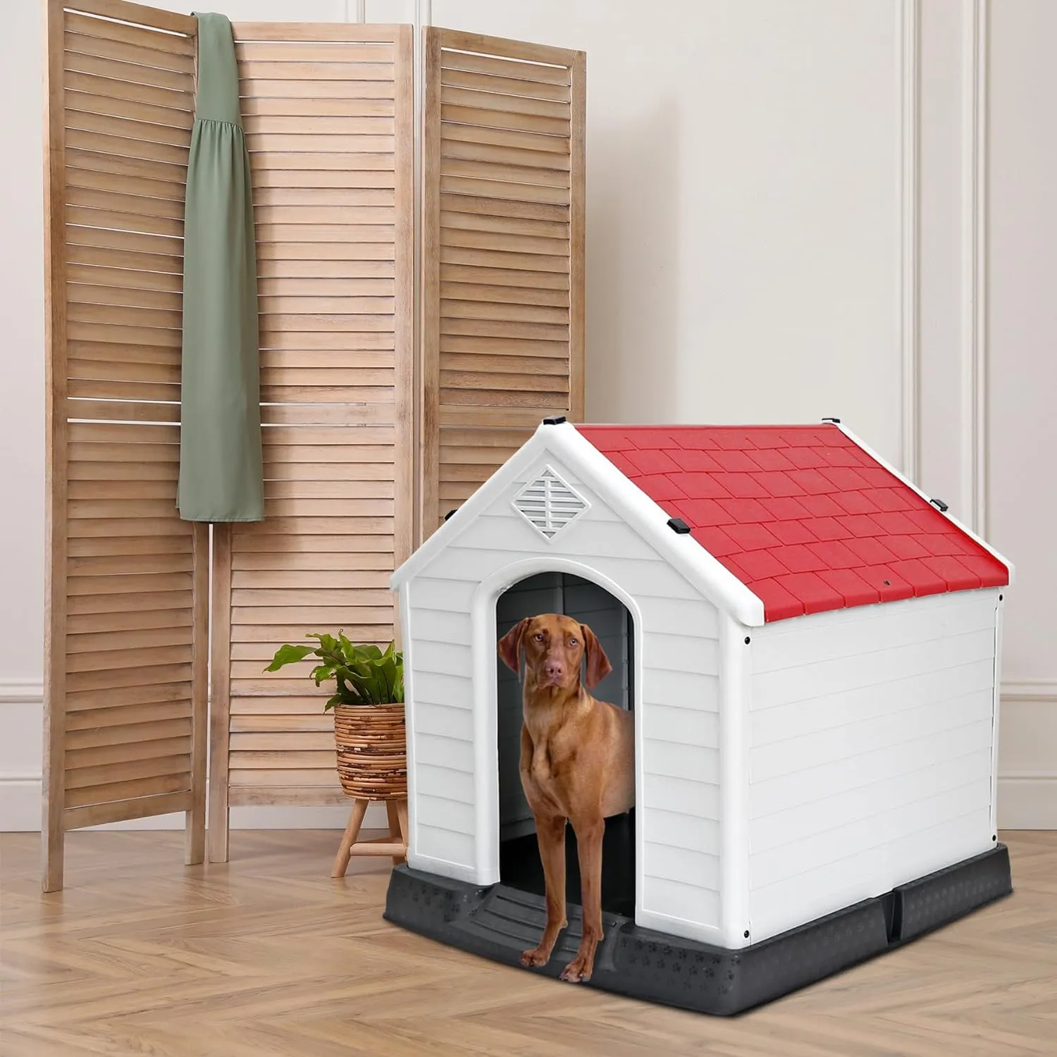 ZENY™ Plastic Dog House Indoor Outdoor Dog Kennel for Large Dogs, Pet Shelter with Air Vents Ventilate Waterproof Pet Shelter