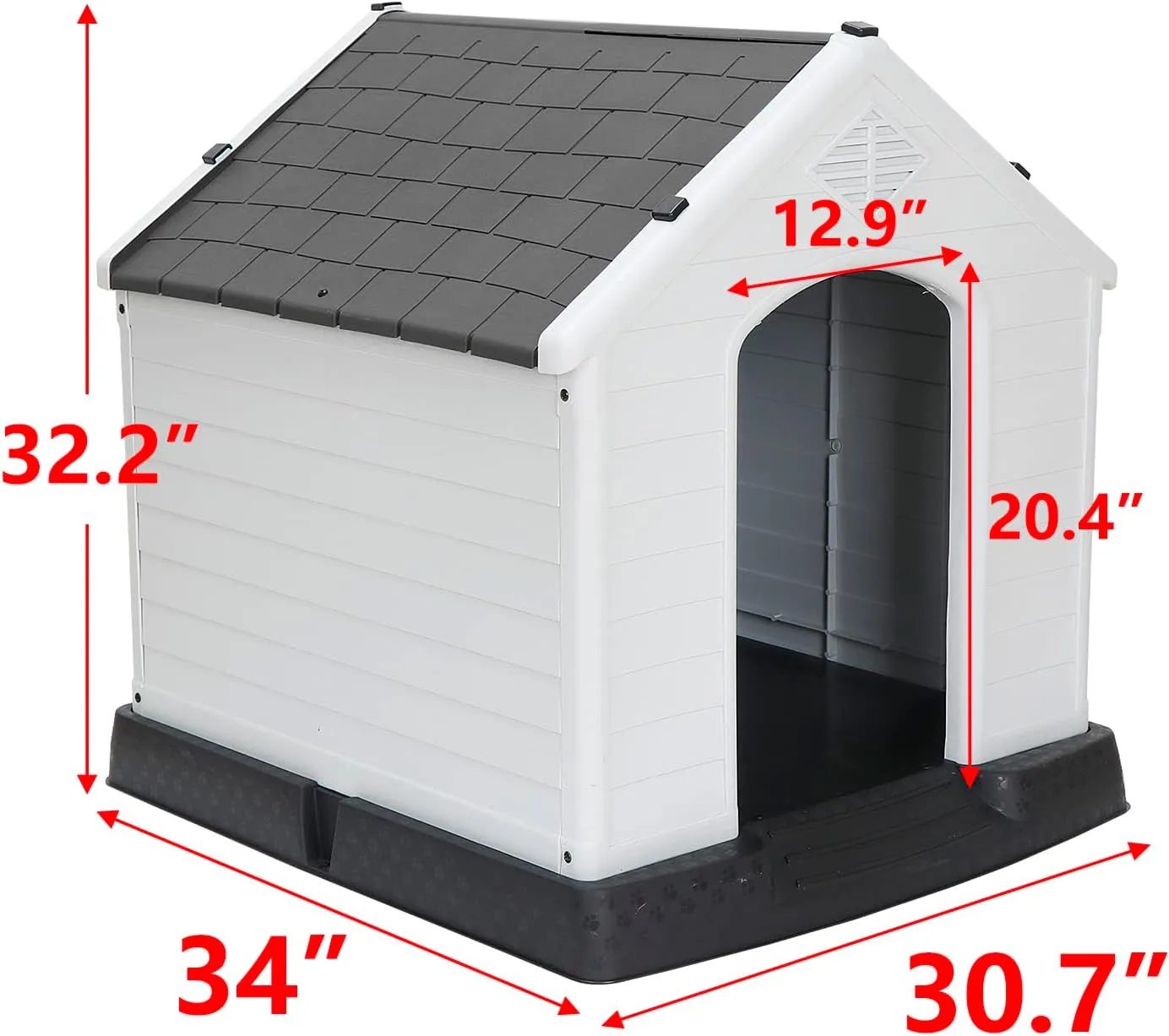 ZENY™ Plastic Dog House Indoor Outdoor Dog Kennel for Large Dogs, Pet Shelter with Air Vents Ventilate Waterproof Pet Shelter